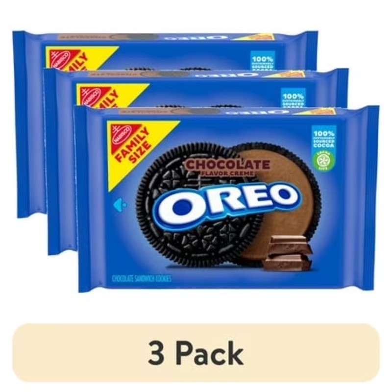 (3 pack) OREO Chocolate Creme Chocolate Sandwich Cookies, Family Size, 18.71 oz