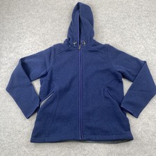 Lands' End Jacket Youth Small 6-8 Blue Hooded Fleece Lined Full Zip Pockets