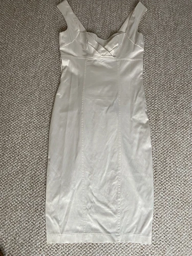 OFF WHITE Abito Body Jane Norman Off White Elasticizzato Raso Matita Taglia 8