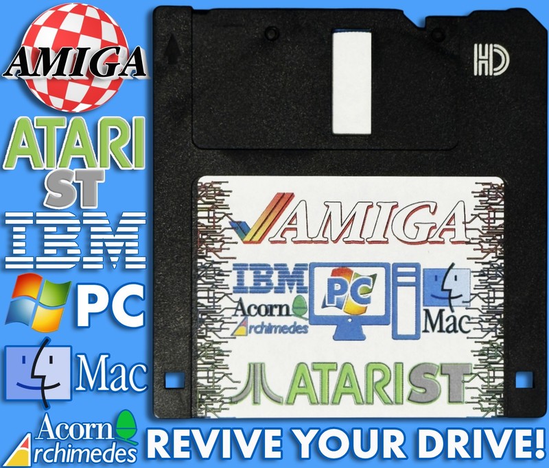 3.5" FLOPPY DRIVE CLEANER - AMIGA, ATARI ST, IBM/PC/MAC, ARCHIMEDES -DRIVE FIX-