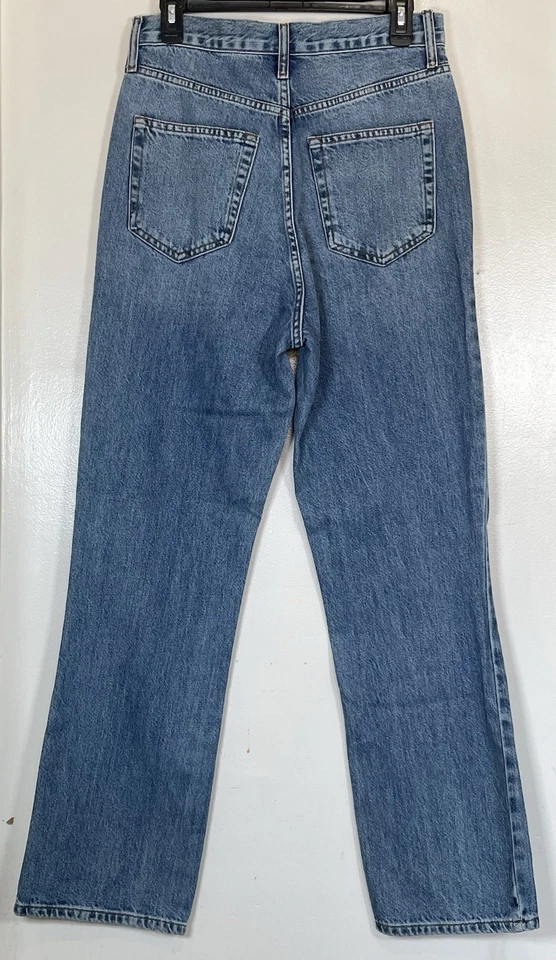 Pantalones de mezclilla para mujer Topshop mamá talla 8 azul tiro alto botón mosca pierna recta Foto 3 de 4