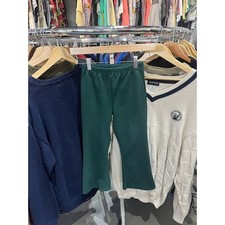 Vintage Circa 70s American VTG Girls Dark Green Polyester Pants Stretch Size 6