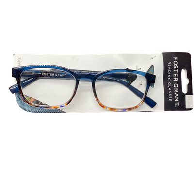 Foster Grant Misha Blue Multicolor Reading Glasses +1.25 Magnification with Case