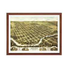 Old Map of Ottawa, KS 1872 - Vintage Ottawa Kansas Art