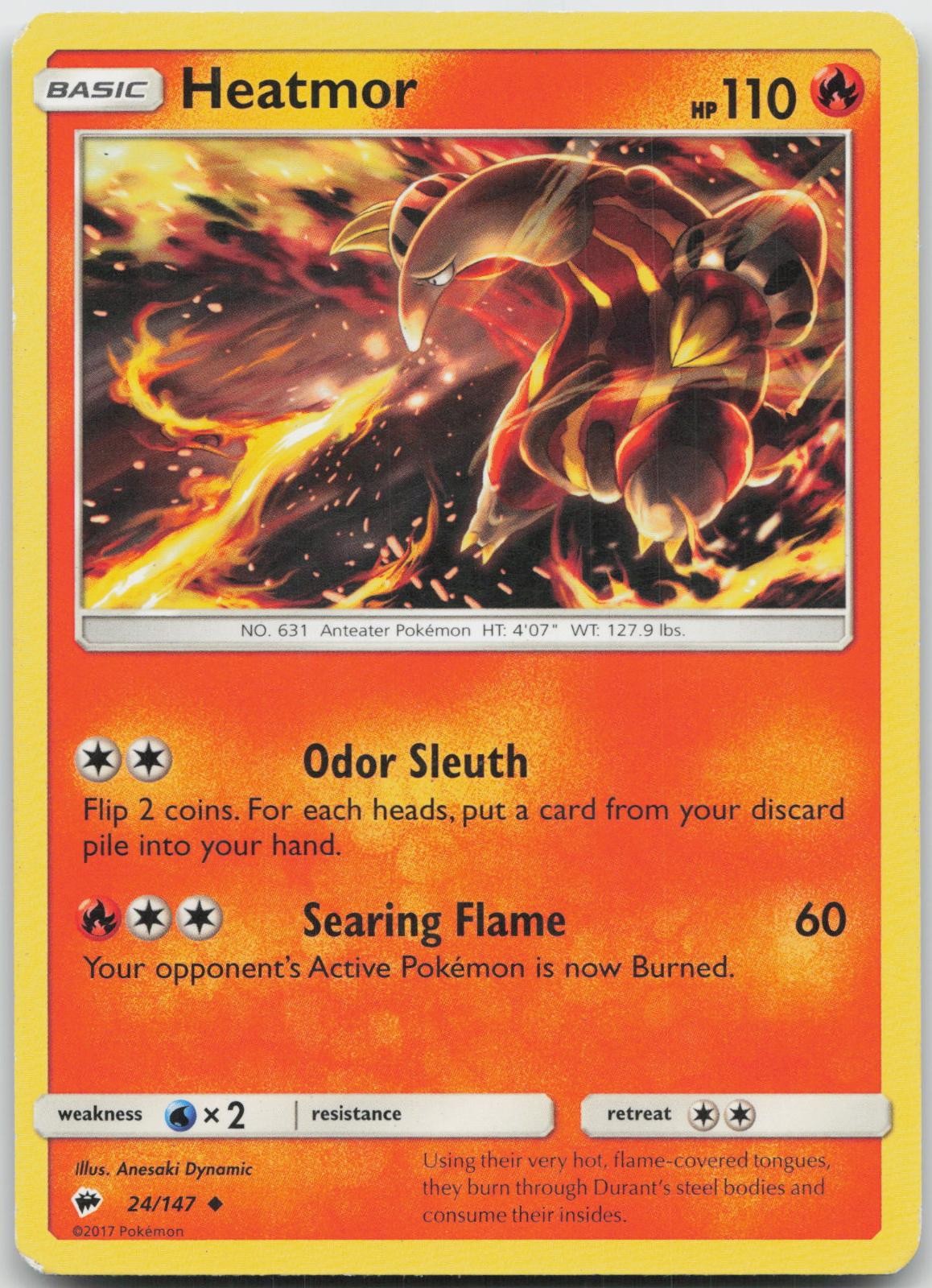 Heatmor 24/147 Uncommon Burning Shadows Pokemon Moderately Played