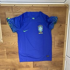 Nike Brazil Soccer Jersey Vintage 2022-23 Away Blue Football Shirt Size M