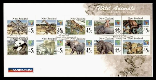 DR WHO 1994 NEW ZEALAND FDC WILD ANIMAL BLOCK M79750