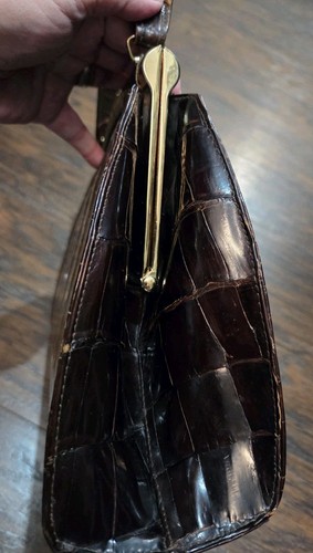 Vintage Vasser ? Alligator Top-handle Bag Congac W/ Leather Lining 50's Swagger, $125 - Photo 19