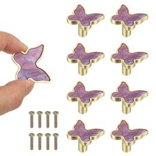 8Pcs Butterfly Shaped Cabinet Knobs Bathroom Dresser Knobs Purple