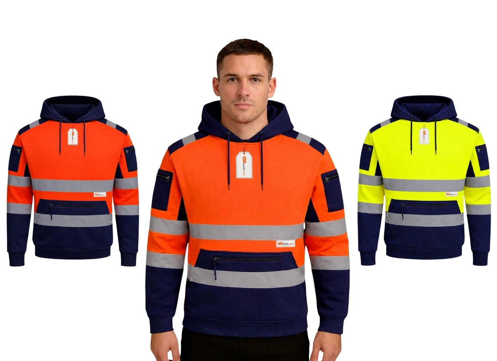 GM Workwear LTPH hi-vis pullover fleece hoodie colour options