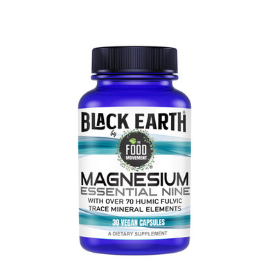 The Food Movement Black Earth Magnesium Essential Nine 30 Vegan Capsules EXP 06/