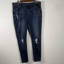 Kancan Jeans Curvy Women  s Dark Wash Skinny Distressed Pant Size 3XL