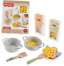Wood Pretend Cooking Set, Pots  31 Pieces Play Food  Wooden Pasta Chef