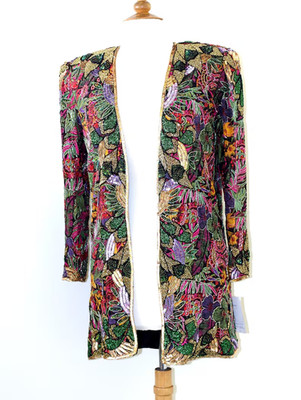 JASDEE Vintage Jacket Hand Print & Hand Work Bead & Sequins On Silk Style 5005L