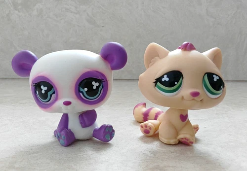 Littlest pet shop Electronic Diary bonus pets Panda #776 Tabby Cat #777 clover