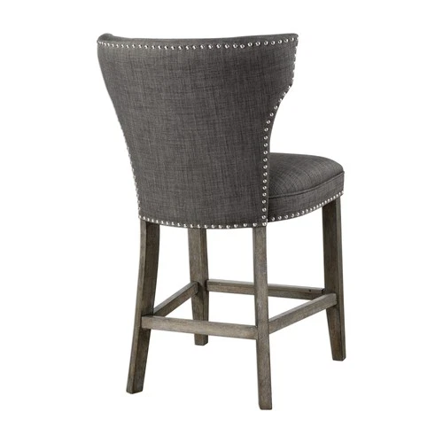 Uttermost 23433 Arnaud 20 1/2"W Wood Frame Kitchen Stool - Grey - Picture 3 of 7