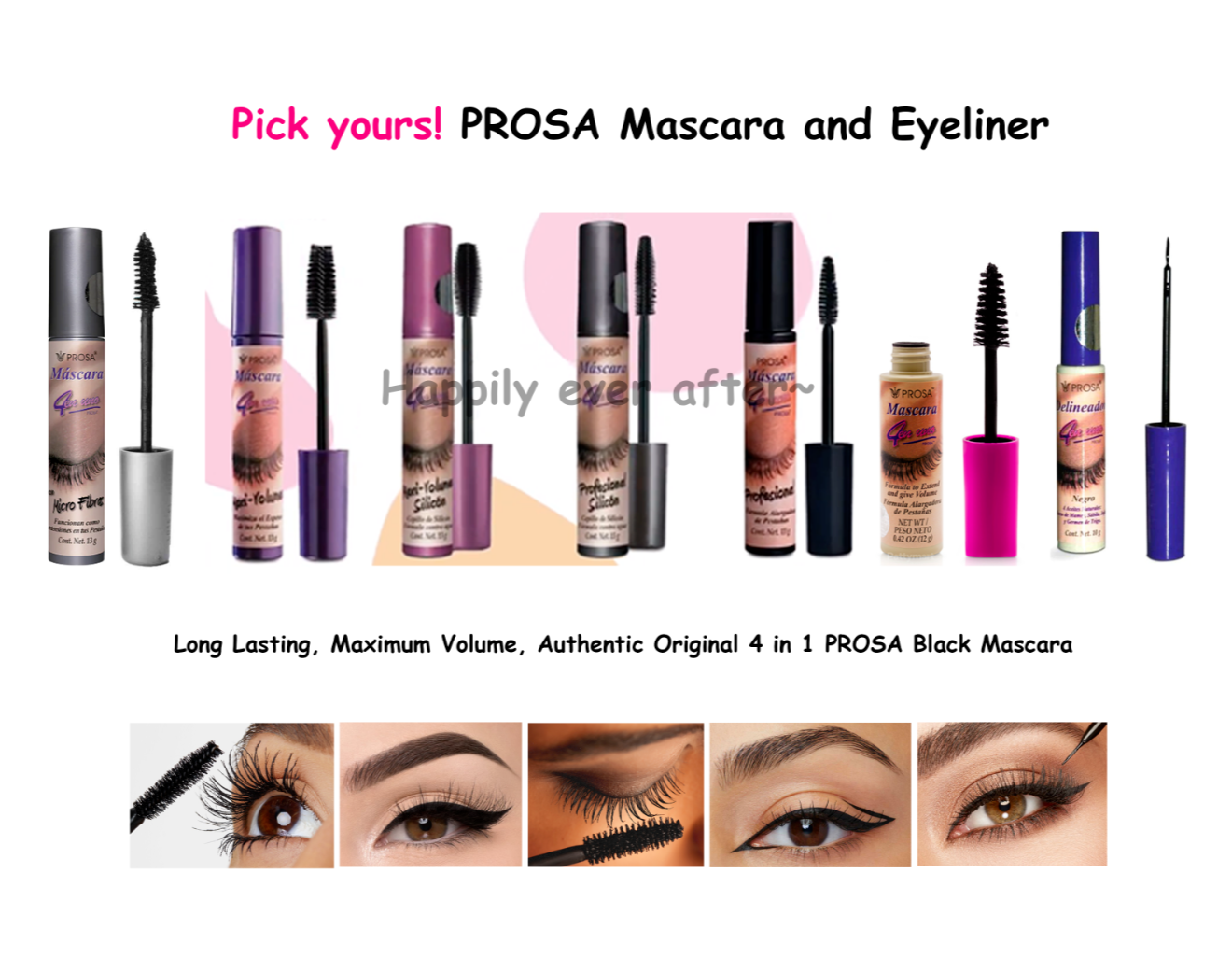 Prosa Mascara 4 in 1 Black Mascara, Black Eyeliner Pick yours! NEW