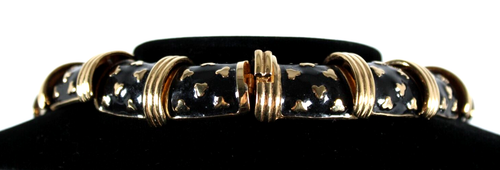 Collar Gargantilla Judith Leiber Años 90 Vintage Chapado en Oro 18K y Esmalte Negro 15" - Imagen 4 de 8