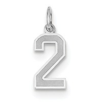 14k White Gold Small Satin Number 2 Charm Pendant. (0.7in Long) on sale 14k White Gold Small Satin Number 2 Charm Pendant. (0.7in Long) on sale