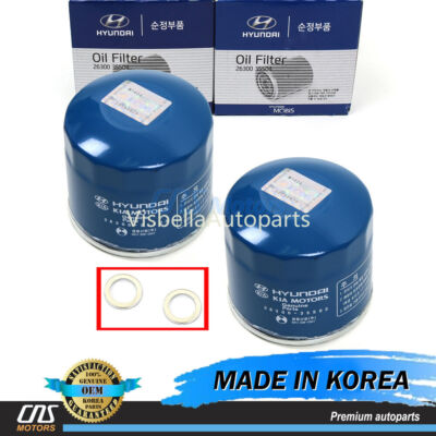 GENUINE Engine Oil Filters & Washers 2PACK for Genesis Hyundai Kia OEM2630035505