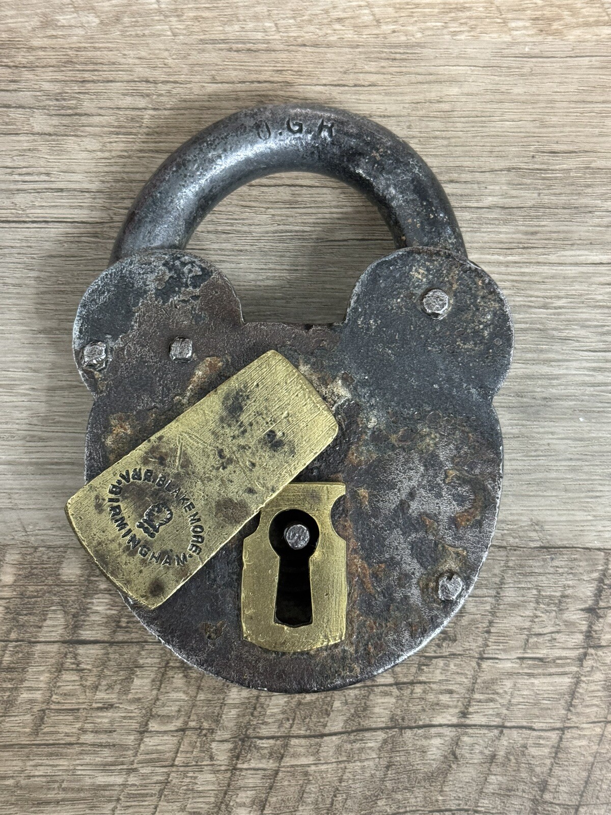 Antique Vintage V&R Blakemore Birmingham England Smokehouse Padlock Lock No Key