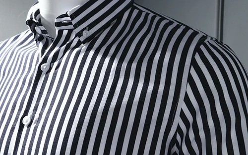 Striped Shirt MEN FASHION Plain Shirts Men's Clothing Long Sleeve Shirt Male - Picture 21 of 29