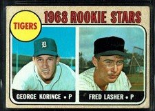 1968 TOPPS BASEBALL DETROIT TIGERS KORINCE/LASHER ROOKIE STARS CARD RC 447 GD-VG