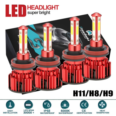 H11 H9 LED Headlight Super Bright Bulbs Kit 8000K White 330000LM High/Low Beam