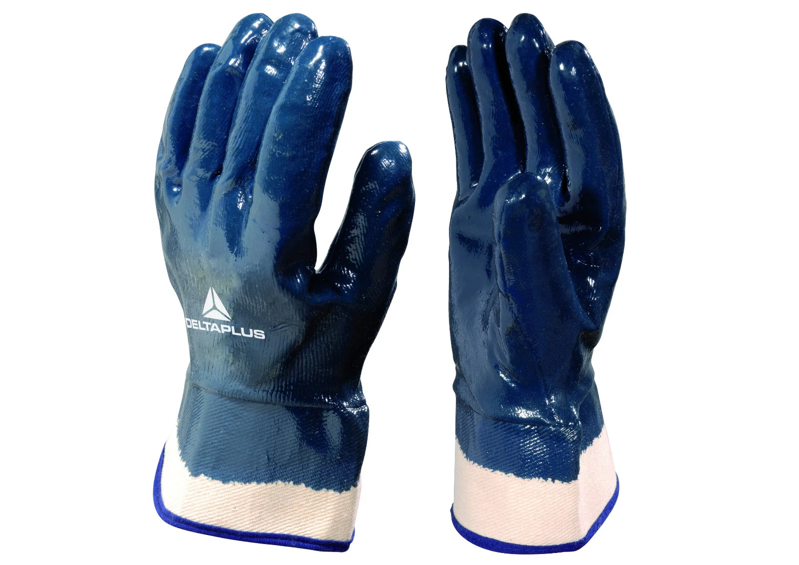 12 Pairs Delta Plus Venitex NI175 Blue Nitrile Open Cuff Work Gloves Size 9-11
