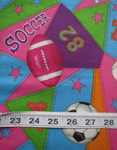 Kids Sports Pennant Soccer Football Basketball Fabric Bright Cheerful 20" x 20" - Picture 3 of 4