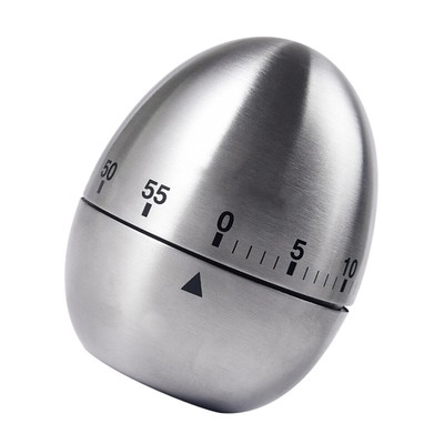  Stainless Steel Creative Mechanical Rotate Timer Egg Shape Manual Countdown