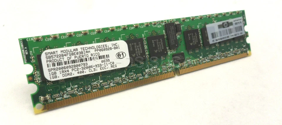 HP 1GB PC2-3200R DDR2-400 REGISTERED ECC 1RX4 MEMORY MODULE 413385-001 - Image 3 of 4