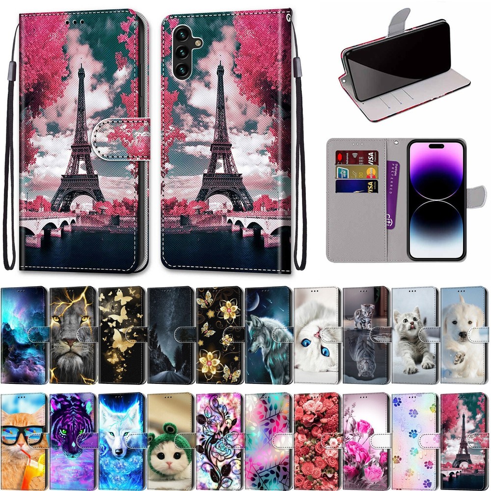 Phone Case For Samsung Galaxy A54 A53 A52 A51 Leather Wallet Stand Pattern Cover