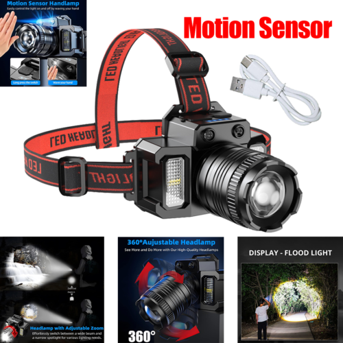 5-Modes LED Headlamp USB Rechargeable Fashlight Camping Running OutdoorHeadlight