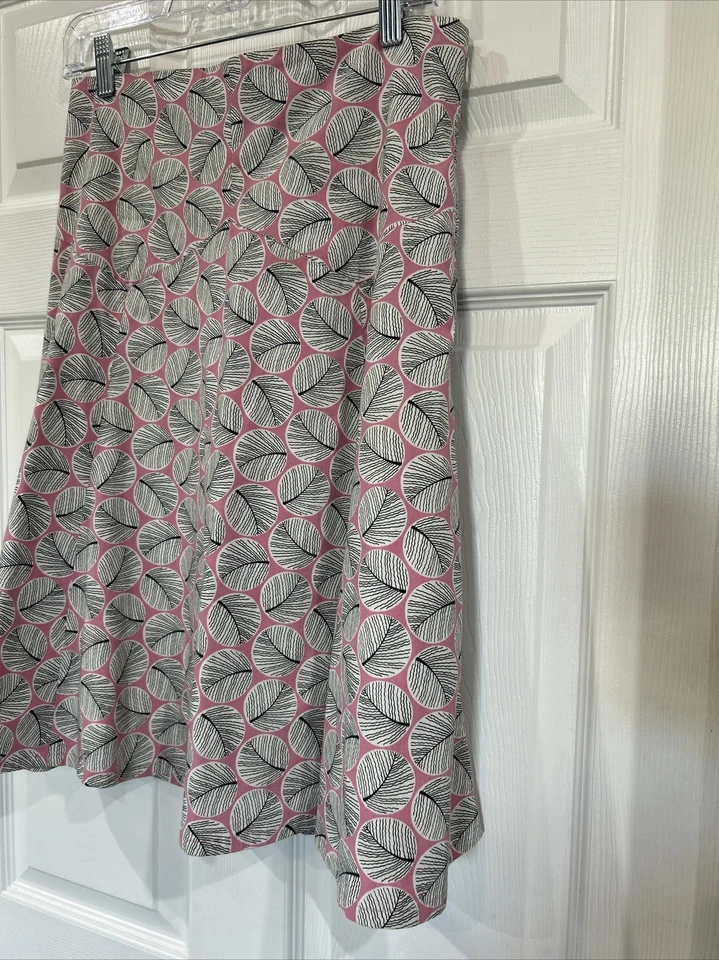 Falda Elevenses Anthropologie Rosa Blanco Estampado Art Deco Línea A Algodón Elástico 6 Foto 2 de 4