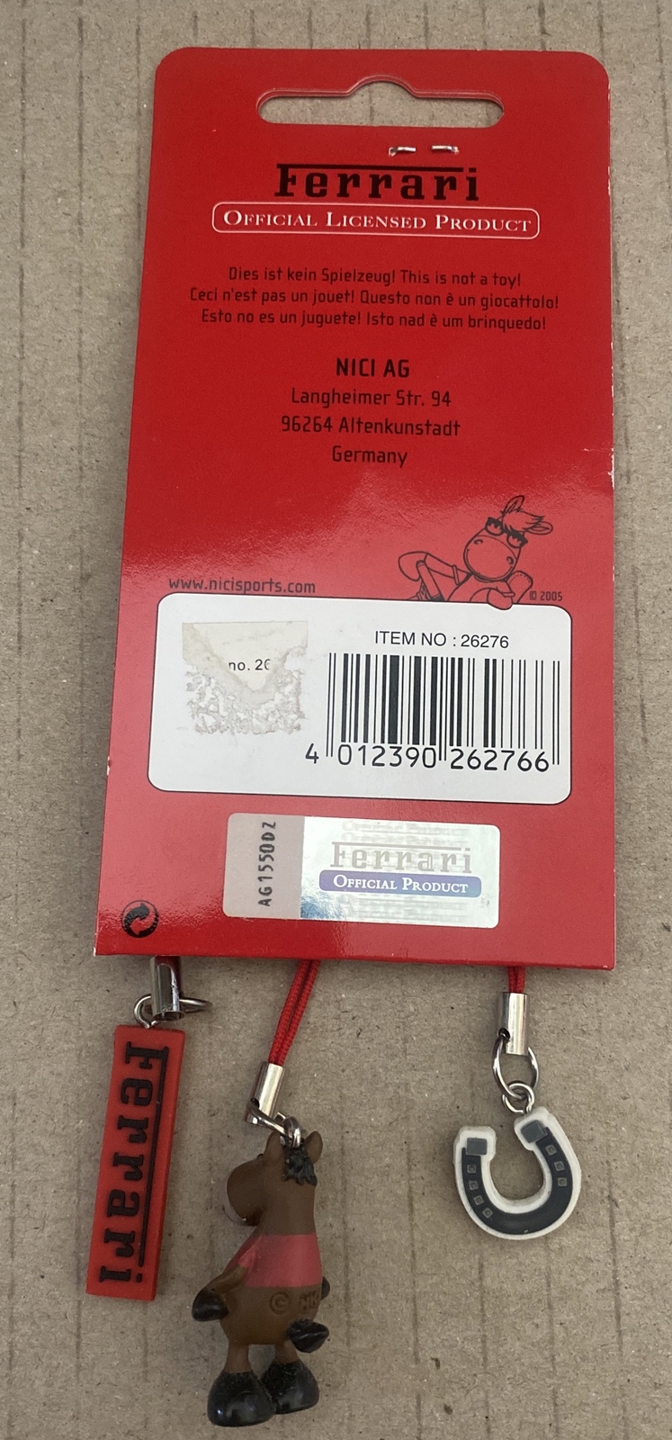 Ferrari Key Ring Chain Kids Cute Horse Charms Official Product Keyring