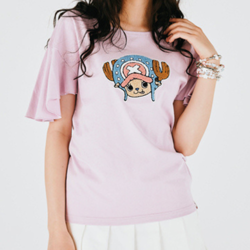 【BAON】Moita Tiered Shirring Shirt One Piece One Piece Tony Tony Chopper T-shirt Sagara Embroidery Frill
