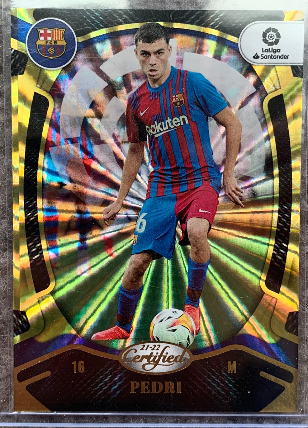 2021-22 Panini Chronicles La Liga Certified GOLD LASERS #155 PEDRI FC Barcelona