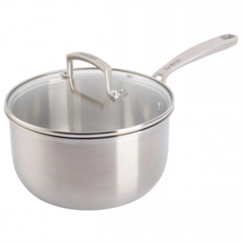 Babish 3.5 Quart Stainless Steel Tri-Ply Double Riveted Saucepan With Lid In Si