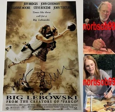 JEFF BRIDGES & JULIANNE MOORE SIGNED THE BIG LEBOWSKI 12x18 PHOTO & BECKETT COA