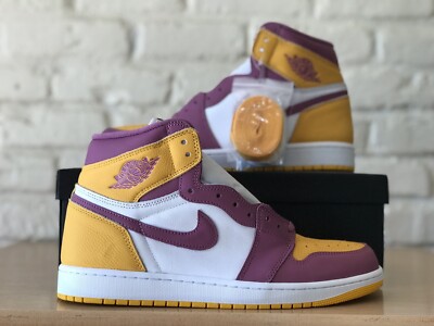 Nike Air Jordan 1 High Brotherhood 555088-706 Gold Yellow Bordeaux