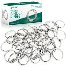 Binder Rings, 1 1/2 Inch - 100 Pack Metal Rings, Heavy Duty Steel Book Rings ...