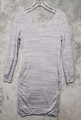 Banana Republic Dress Womens Medium Heather Gray Jersey Knit Long Sleeve  Ruched | eBay