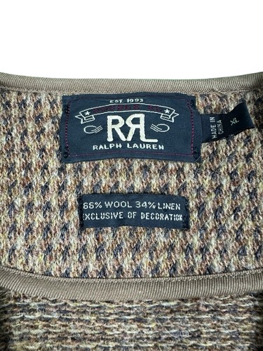 RRL Ralph Lauren Wool Linen VTG Mens Brown Woven Vest Size XL Excellent - Picture 5 of 9