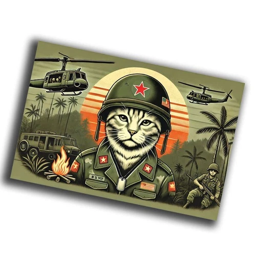 nice vintage military cat Vietnam War retro WW2 Photo Glossy 4*6 in α45