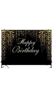 Funnytree 7X5Ft Happy Birthday Party Backdrop Black And Gold Glitter Bokeh Sequi