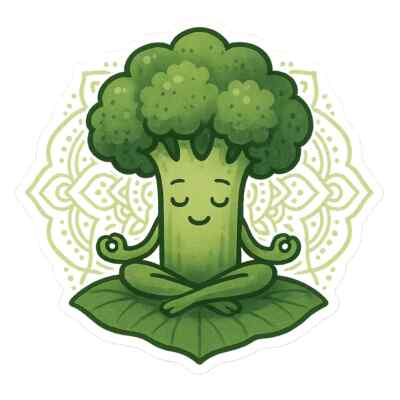 Meditating Broccoli Sticker 18x18cm Car Sticker Wall Decal Yoga Vegetable Zen