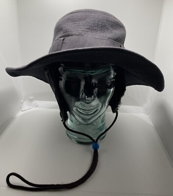 Wide Brim Lined Bucket Hat Fur Neck Flap Cotton Cold/Wet Weather Size XL 