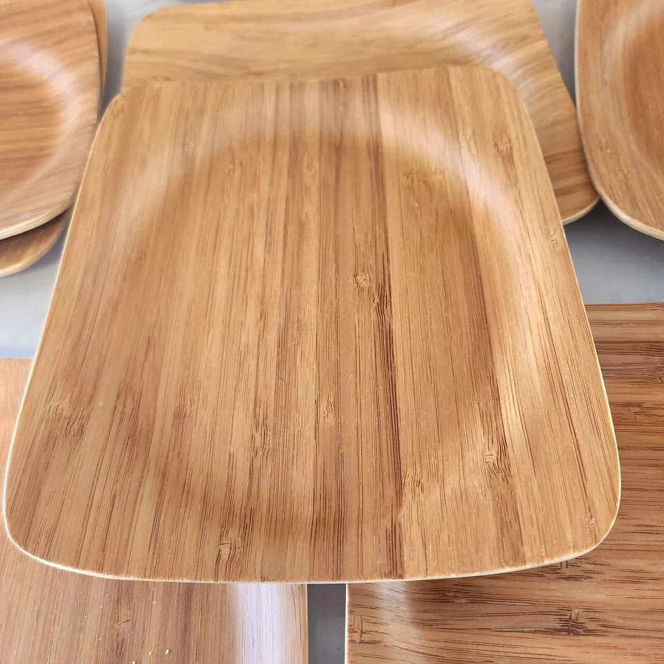 Crate & Barrel Square Bamboo "Environmentally Friendly" Salad Plates- Set of 8 - Image 4 of 4