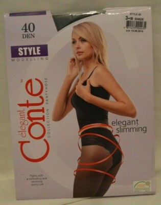 Conte Elegant Pantyhose Elegant Slimming Style 40 Den Size 3 Medium Brown Black 